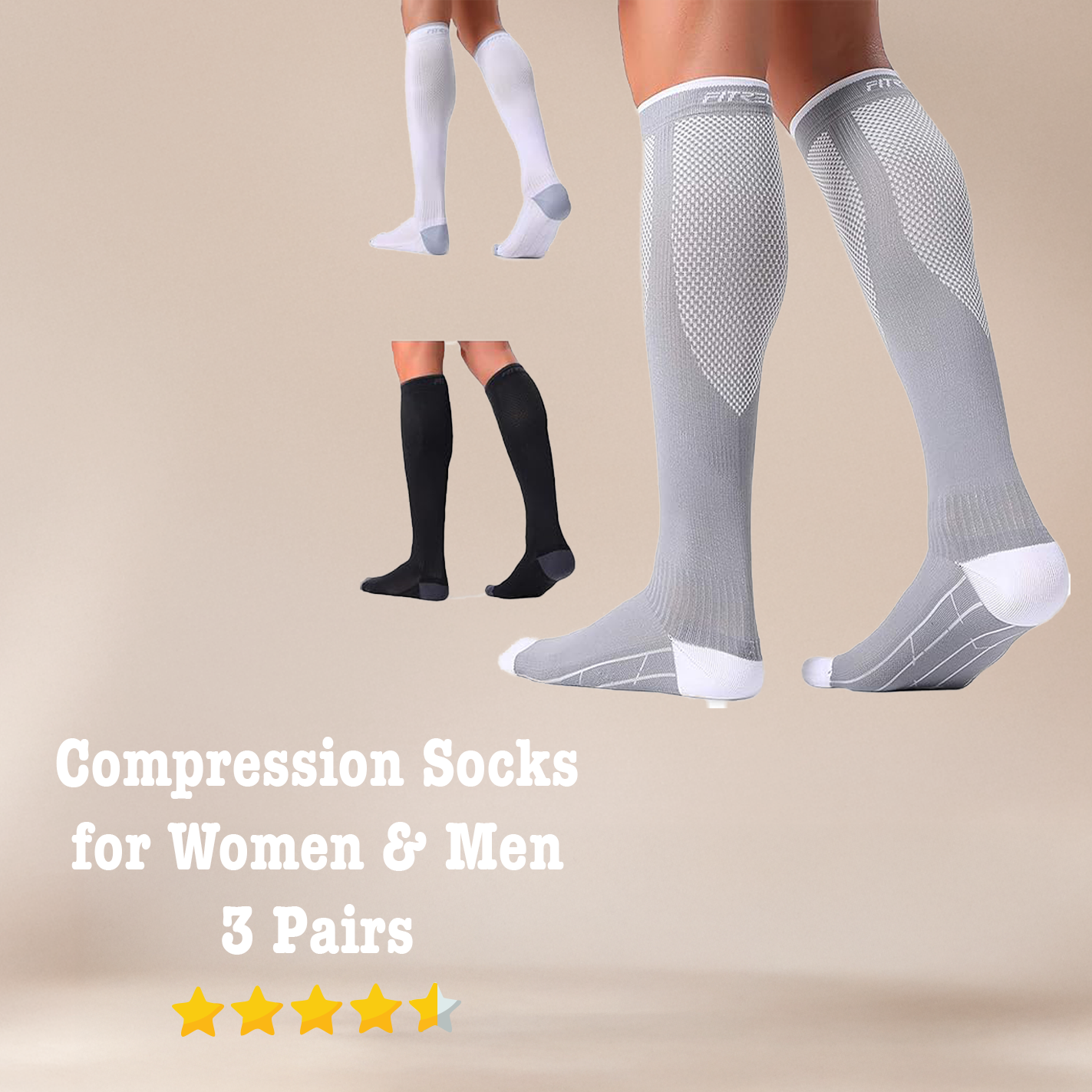 Compression Socks for Women & Men - 3 Pairs